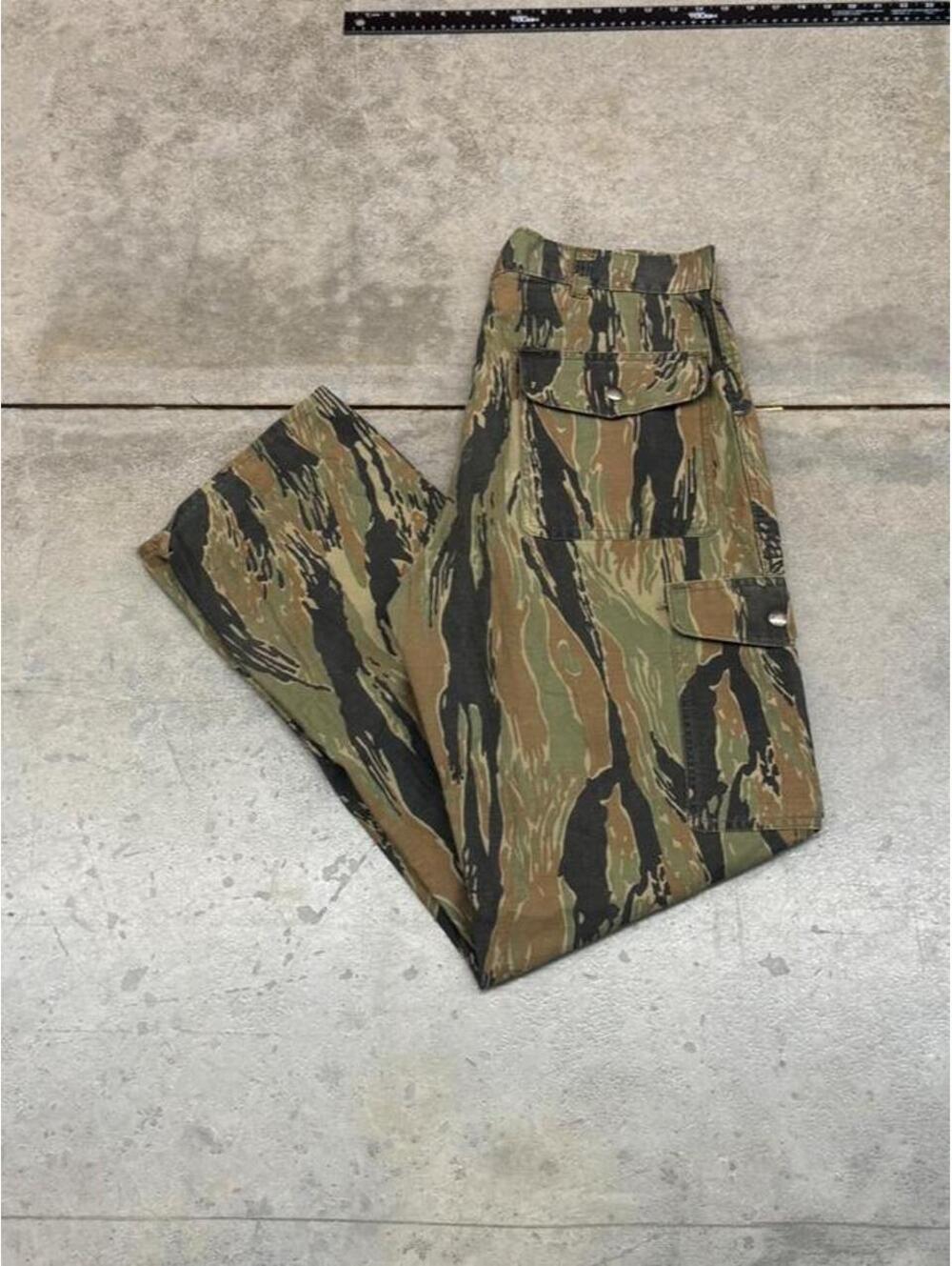 vintage tiger camo relaxed baggy fit military cargo pants size 34 x 30